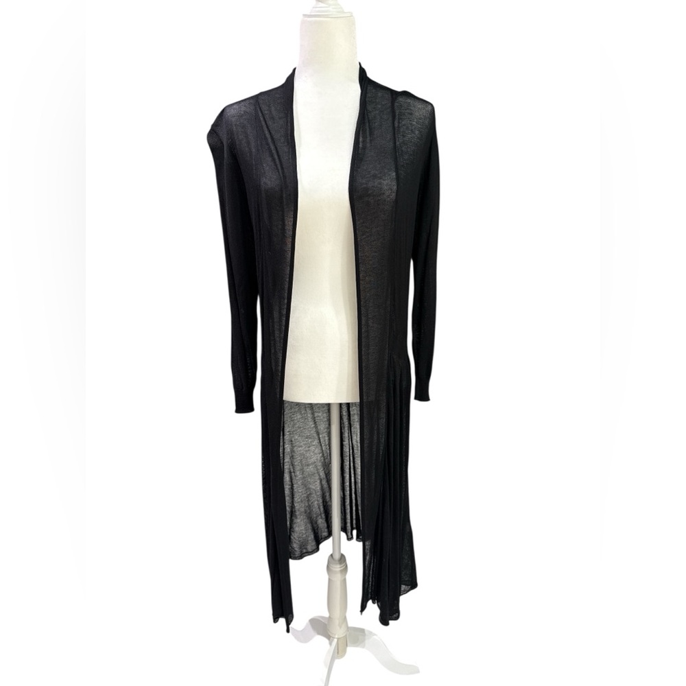 Peter Nygard Black Long Open-Front Cardigan